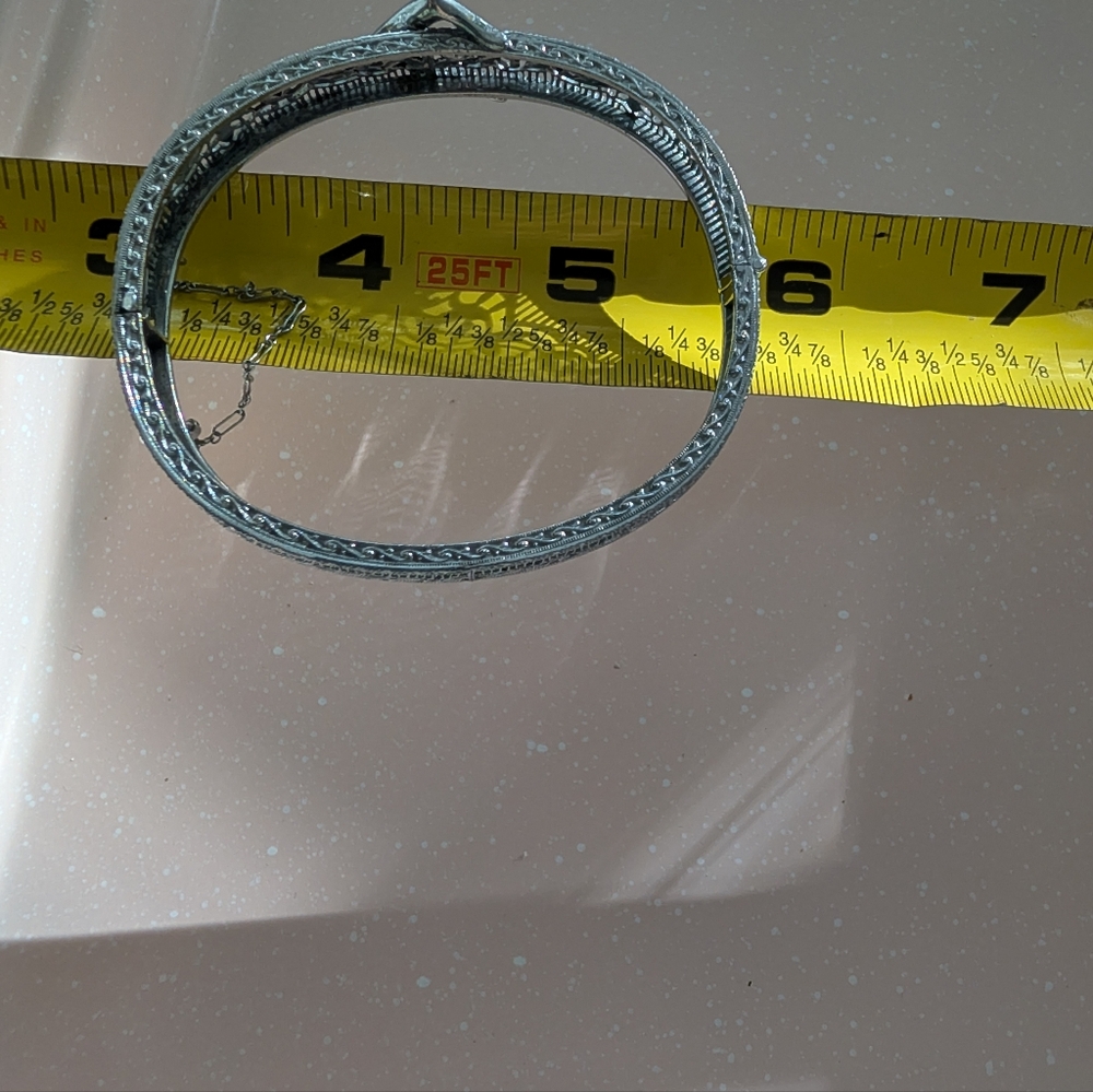 Authentic 1920s John H Peckham Bangle Bracelet Rhodium Plated - Picture 5 of 9